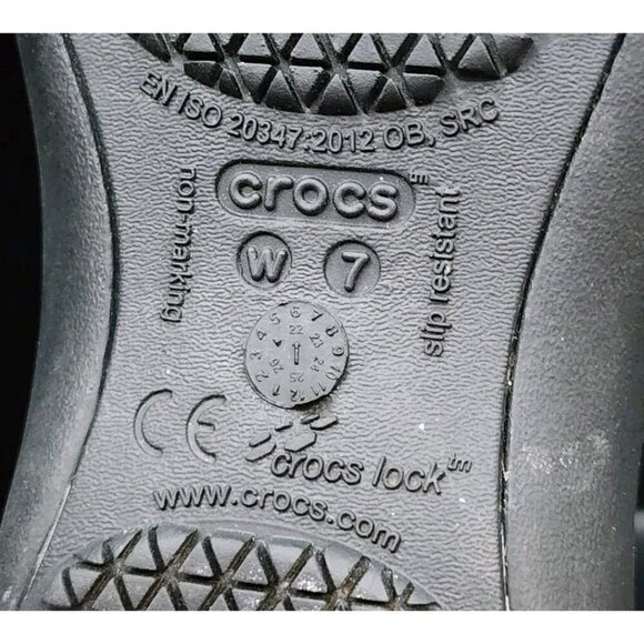CROCS Womens Sz 7 Black At Work Iconic Comfort Ballet Flats Slip Resistant Shoes - Picture 8 of 9